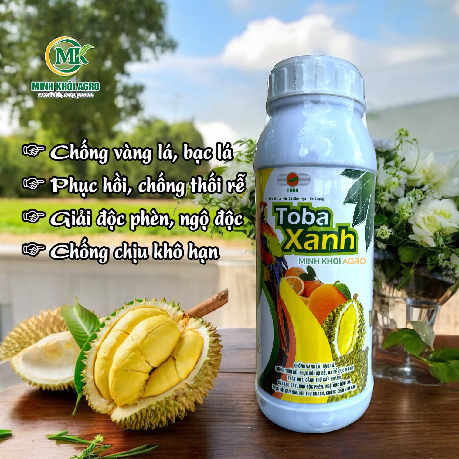 Phân bón hữu cơ sinh học TOBA XANH - Chai 1 lít